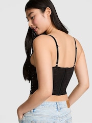 Victoria's Secret Pink Black Lace Diamante Corset - Image 2 of 4