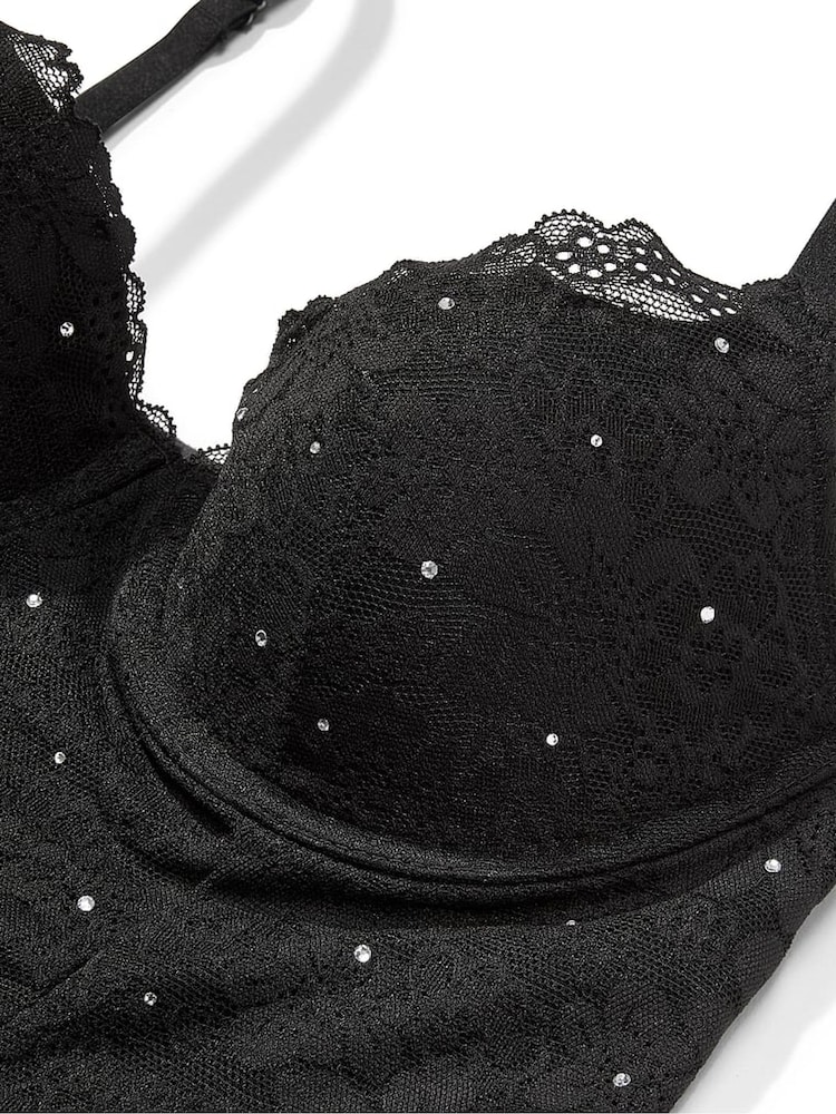 Victoria's Secret Pink Black Lace Diamante Corset - Image 4 of 4 Victoria's Secret Pink Black Lace Diamante Corset - Image 4 of 4