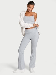 Victoria's Secret Medium Heather Grey Cotton Foldover Flare Leggings - Image 1 of 2