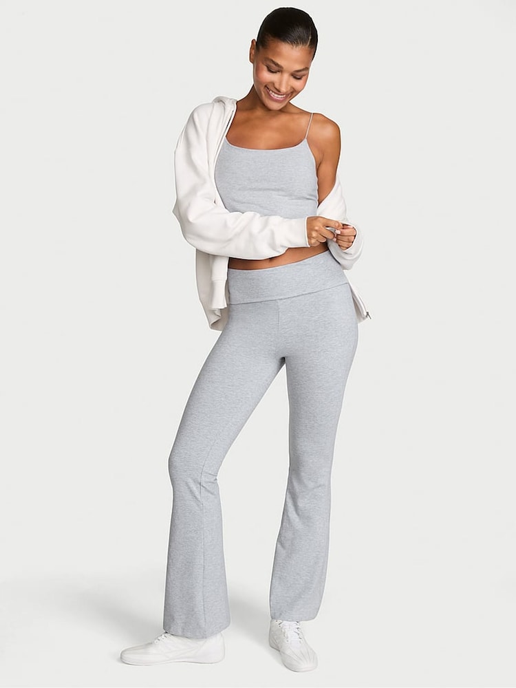 Victoria's Secret Medium Heather Grey Cotton Foldover Flare Leggings - Image 1 of 2 Victoria's Secret Medium Heather Grey Cotton Foldover Flare Leggings - Image 1 of 2