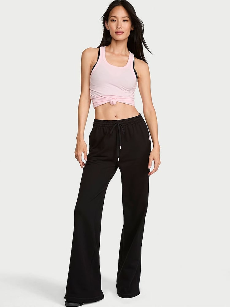 Victoria's Secret Pure Black Fleece Wide Leg Joggers - Image 1 of 2 Victoria's Secret Pure Black Fleece Wide Leg Joggers - Image 1 of 2