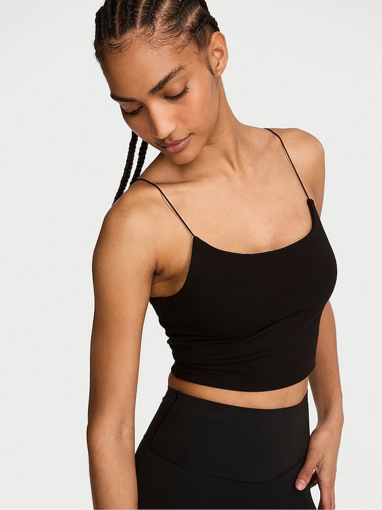 Victoria's Secret Black Cotton Cropped Cami Top - Image 1 of 2 Victoria's Secret Black Cotton Cropped Cami Top - Image 1 of 2