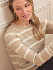 Pure Collection Cashmere Blend Pretty Pointelle Stripe Jumper - Bild 3 von 3