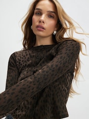 River Island Brown Leopard Print Animal Rib Cardigan - Image 2 of 4