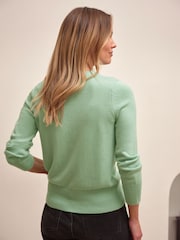 Pure Collection Green Cashmere Blend Diamond Jumper - Image 2 of 3