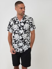 Threadbare Abstract Floral Print Short Sleeve Shirt - Image 1 of 4