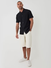 Threadbare Black Plisse Rib Short Sleeve Shirt - Image 2 of 4