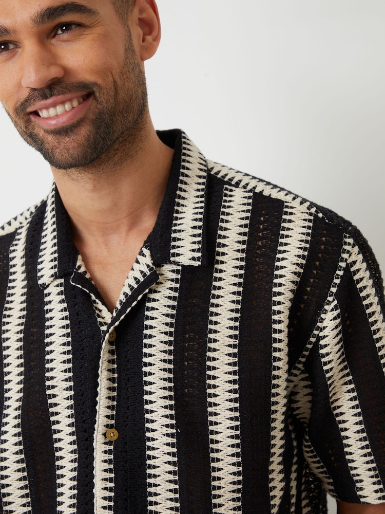 Threadbare Crochet Relaxed Fit Short Sleeve Shirt - Image 1 of 4