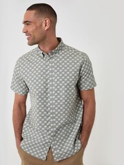 Threadbare Green Palm Tree Print Short Sleeve Shirt - Image 1 of 4