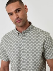 Threadbare Green Palm Tree Print Short Sleeve Shirt - Image 4 of 4