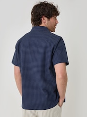 Threadbare Blue Textured Cotton Short Sleeve Shirt - Image 2 of 4