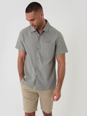 Threadbare Green Textured Cotton Short Sleeve Shirt - Image 3 of 5