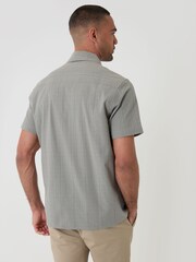 Threadbare Green Textured Cotton Short Sleeve Shirt - Image 4 of 5