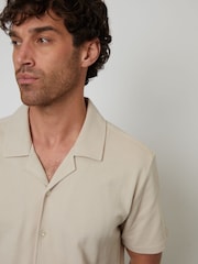 Threadbare Natural Pique Revere Collar Short Sleeve Shirt - Image 1 of 4