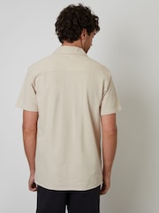 Threadbare Natural Pique Revere Collar Short Sleeve Shirt - Image 3 of 4