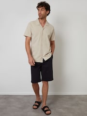 Threadbare Natural Pique Revere Collar Short Sleeve Shirt - Image 4 of 4