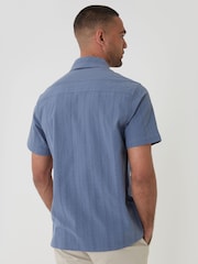 Azul - Camisa de manga corta de algodón texturizado Threadbare - Imagen 2 de 4