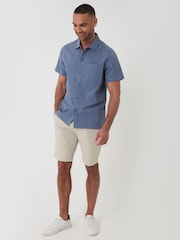 Azul - Camisa de manga corta de algodón texturizado Threadbare - Imagen 3 de 4