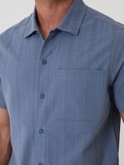 Azul - Camisa de manga corta de algodón texturizado Threadbare - Imagen 4 de 4