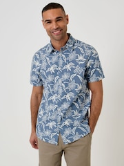 Threadbare Blue Tropical Print Short Sleeve Shirt - Image 1 of 5