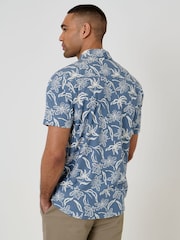 Threadbare Blue Tropical Print Short Sleeve Shirt - Image 2 of 5