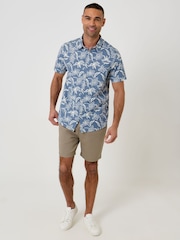 Threadbare Blue Tropical Print Short Sleeve Shirt - Image 3 of 5