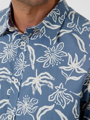 Threadbare Blue Tropical Print Short Sleeve Shirt - Image 5 of 5