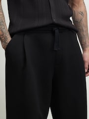 River Island Black Barrel Fit Scuba Pleated Joggers - Image 3 of 3