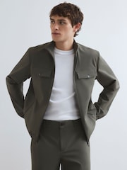 River Island Green Comfort Stretch Funnel Jacket - Image 2 of 4