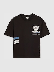 River Island Black Oversized Chrome Bear T-Shirt - Image 1 of 4