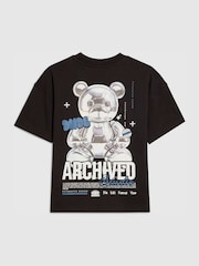 River Island Black Oversized Chrome Bear T-Shirt - Image 2 of 4
