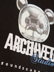 River Island Black Oversized Chrome Bear T-Shirt - Image 3 of 4