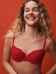 Red A-DD Push Up Padded Balcony Bras - Image 4 of 7