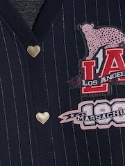 River Island Navy Badge Pinstripe Cardingan - Image 6 of 9