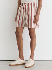 Reiss Red/Stone Mararani Striped Drawstring Shorts - Image 3 of 6