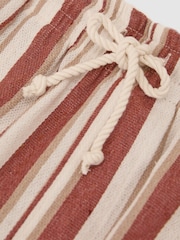 Reiss Red/Stone Mararani Striped Drawstring Shorts - Image 6 of 6