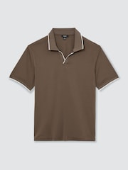 Reiss Taupe Brown Nico Air-Water Cotton Tipped Polo Shirt - Image 2 of 6