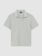 Reiss Light Sage Green Nico Air-Water Cotton Tipped Polo Shirt - Image 2 of 6