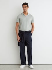 Reiss Light Sage Green Nico Air-Water Cotton Tipped Polo Shirt - Image 3 of 6