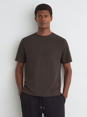 Smeđa - Reiss Cole Textured Modern-Fit Crew-Neck T-Shirt - Slika 1 od 6
