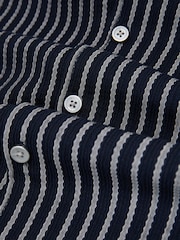 Темно-синий/белый - Фактурная рубашка в полоску с воротником Reiss Griff - Изображение 6 6