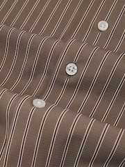 Reiss Taupe Brown Peake Stripe Long-Sleeve Regular-Fit Shirt - Image 7 of 7
