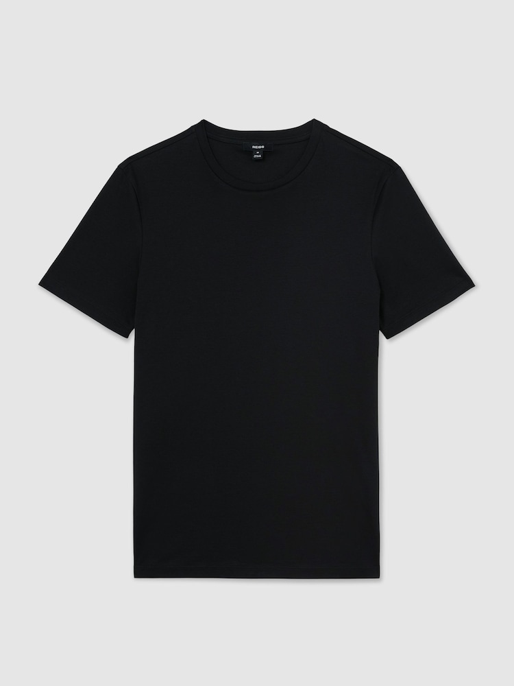Reiss Navy Brad Air-Water Cotton Muscle-Fit T-Shirt - Image 2 of 6 Reiss Navy Brad Air-Water Cotton Muscle-Fit T-Shirt - Image 2 of 6