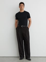 Reiss Navy Brad Air-Water Cotton Muscle-Fit T-Shirt - Image 3 of 6