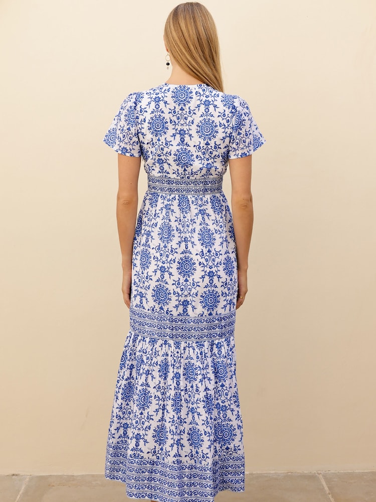 Aspiga White Pippa Cotton Block Print Dress - Image 2 of 6