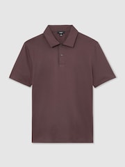 Reiss Dark Plum Earl Air-Water Cotton Polo Shirt - Image 2 of 5