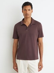 Reiss Dark Plum Earl Air-Water Cotton Polo Shirt - Image 3 of 5