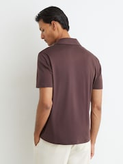 Reiss Dark Plum Earl Air-Water Cotton Polo Shirt - Image 4 of 5