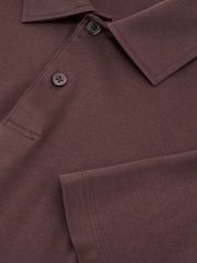 Reiss Dark Plum Earl Air-Water Cotton Polo Shirt - Image 5 of 5