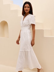 Aspiga White Edie Cotton Broderie Dress - Image 5 of 5